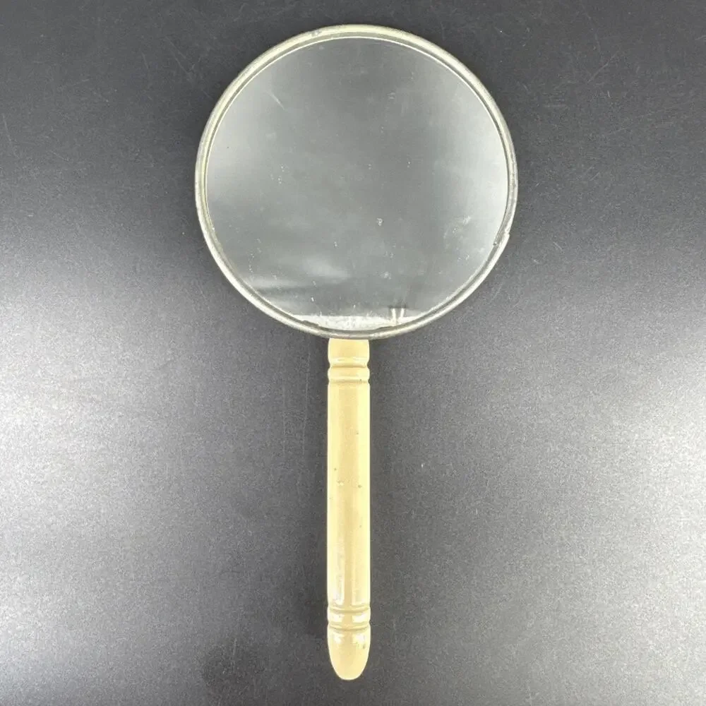 Vtg 1920's French Hand Held Round Vanity Mirror Marie Antoinette Adjustable
